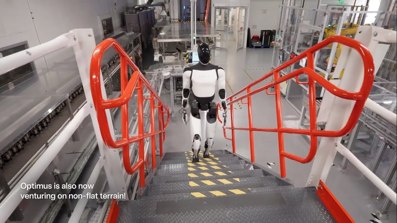 Elon Musk's Tesla Optimus Humanoid Robot Navigating by itself even on Difficult Terrain #optimus